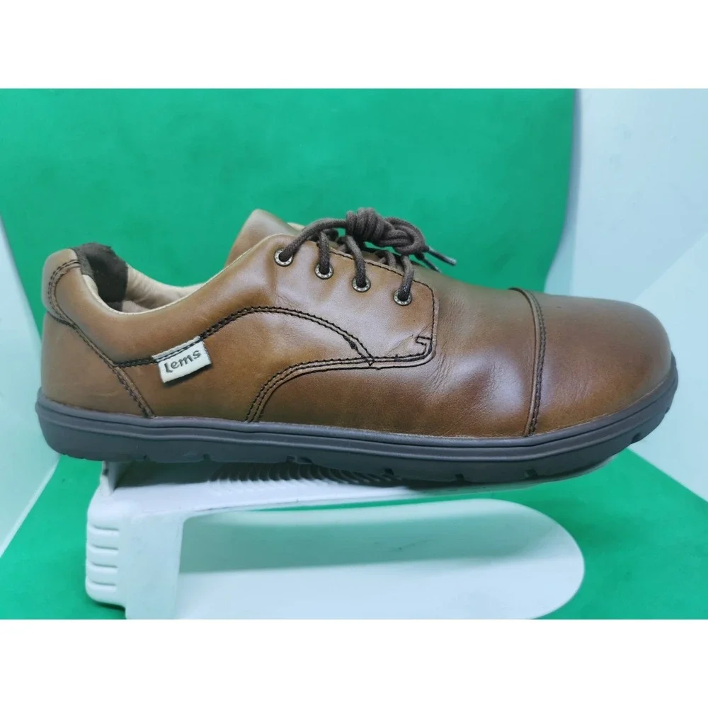 Lems Nine2Five Shoes Mens Size 12.5/ 46 EU Brown Leather Oxford Dress Zero-Drop